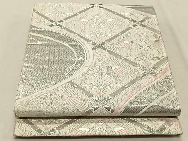 平和屋着物◎六通柄袋帯　唐織　天井花鳥文　プラチナ箔　正絹　逸品　CAAX3332qv