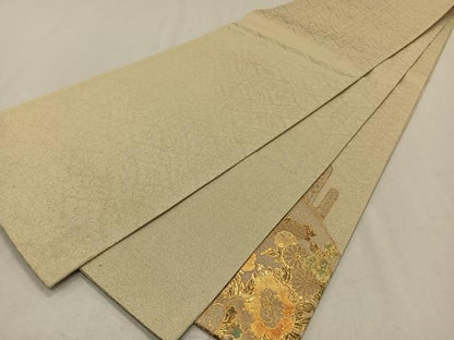 平和屋着物◎太鼓柄袋帯　地紙花鳥文　金銀彩　正絹　逸品　CAAX3342qv