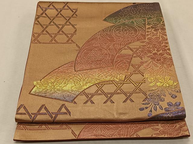 平和屋着物◎全通柄　本袋帯　京本袋　抽象花文　正絹　逸品　CAAX3353qv