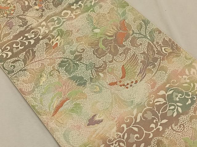 平和屋着物◎六通柄袋帯　更紗花鳥文　金糸　正絹　逸品　CAAX3354qv