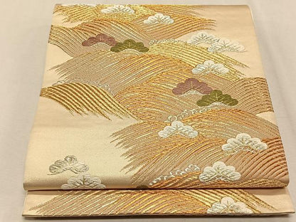 平和屋着物◎六通柄袋帯　唐織　浜松文　金銀糸　正絹　逸品　CAAX3355qv
