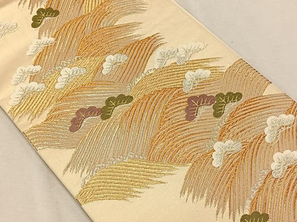 平和屋着物◎六通柄袋帯　唐織　浜松文　金銀糸　正絹　逸品　CAAX3355qv