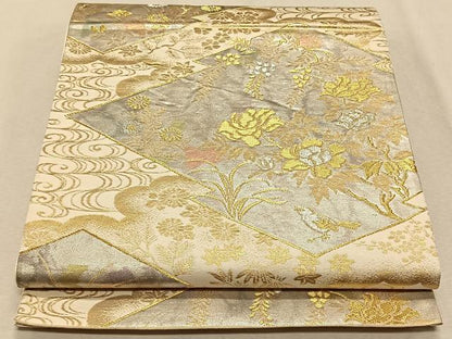 平和屋着物◎六通柄袋帯　花鳥文　金銀糸　正絹　逸品　CAAX3377qv