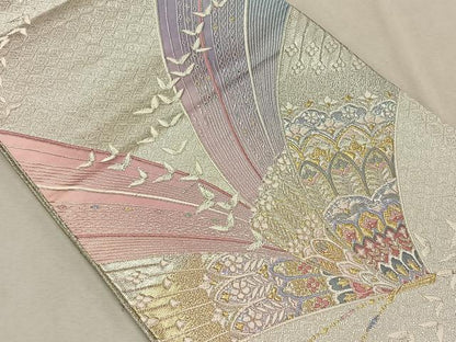 平和屋着物◎佐賀錦　六通柄袋帯　唐織り　舞蝶花文　金銀糸　正絹　逸品　CAAX3380qv