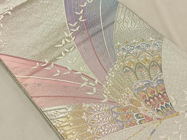 平和屋着物◎佐賀錦　六通柄袋帯　唐織り　舞蝶花文　金銀糸　正絹　逸品　CAAX3380qv