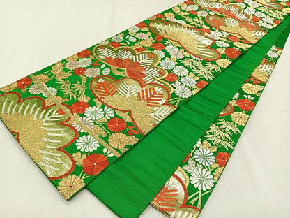 平和屋着物◎六通柄袋帯 唐織 花松文 金銀糸 正絹 逸品 CAAX3381qv