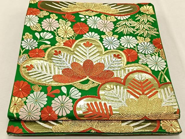 平和屋着物◎六通柄袋帯 唐織 花松文 金銀糸 正絹 逸品 CAAX3381qv