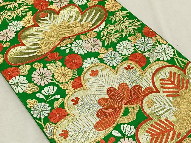 平和屋着物◎六通柄袋帯 唐織 花松文 金銀糸 正絹 逸品 CAAX3381qv