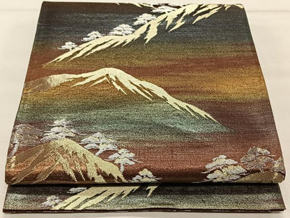 平和屋着物◎六通柄袋帯　遠山風景文　金銀糸　正絹　逸品　CAAX3471qv