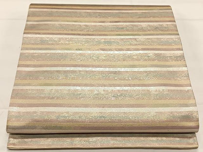 平和屋着物◎六通柄袋帯　横縞　引箔　正絹　逸品　CAAX3526qv