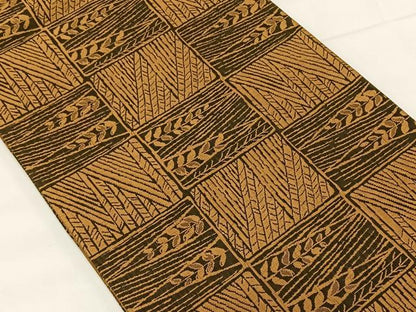 平和屋着物◎全通柄袋帯　ふくれ織　草葉文　正絹　逸品　CAAX3531qv