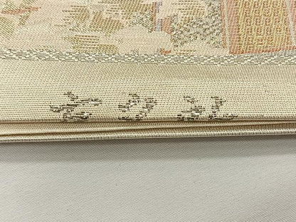 平和屋着物◎六通柄袋帯　京名所風景文　プラチナ二重箔　正絹　逸品　CAAX3539qv