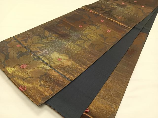 平和屋着物◎六通柄 本袋帯 花のしらべ 銀糸 正絹 逸品 CAAX3541qv