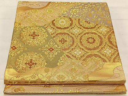平和屋着物◎六通柄袋帯　切嵌花鳥文　金糸　正絹　逸品　CAAX3561qv