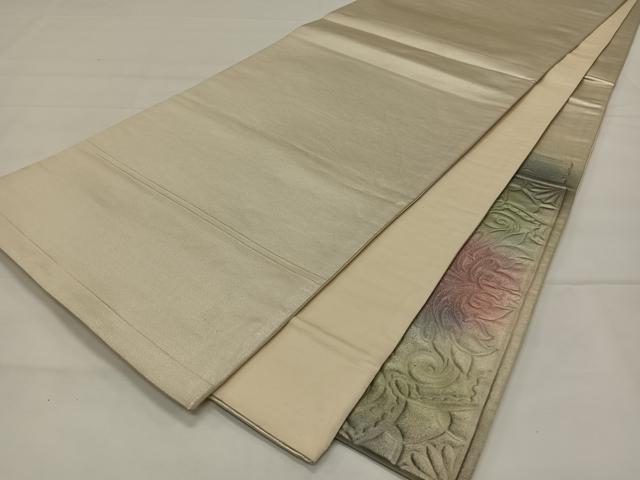 平和屋着物◎太鼓柄袋帯　型押し　更紗花文　正絹　逸品　CAAX3576qv