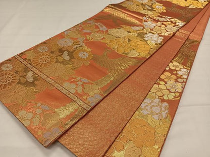 平和屋着物◎佐賀錦　六通柄袋帯　鳳凰花丸文　金銀糸　正絹　逸品　CAAX3577qv