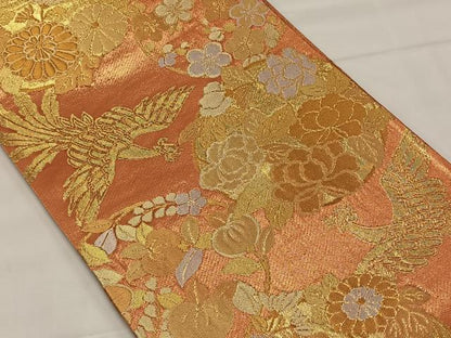 平和屋着物◎佐賀錦　六通柄袋帯　鳳凰花丸文　金銀糸　正絹　逸品　CAAX3577qv