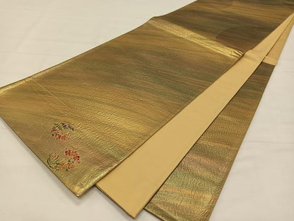 平和屋着物◎六通柄袋帯　霞文　ワンポイント　金糸　正絹　逸品　CAAX3579qv