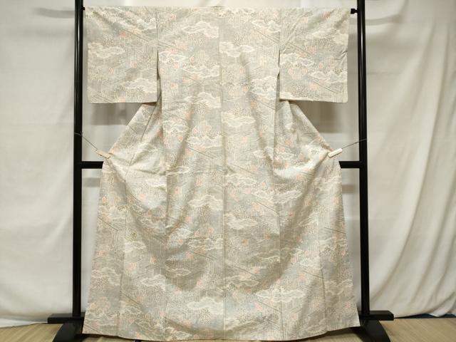 平和屋着物■上質な紬　雲取り風景文　正絹　逸品　CAAX3649ev