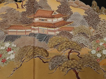 平和屋着物■豪華黒留袖　駒刺繍　御所解文　金彩　正絹　逸品　CAAX3671ev
