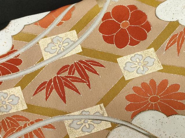 平和屋着物■豪華黒留袖　駒刺繍　檜扇花文　金彩　正絹　逸品　CAAX3689ev