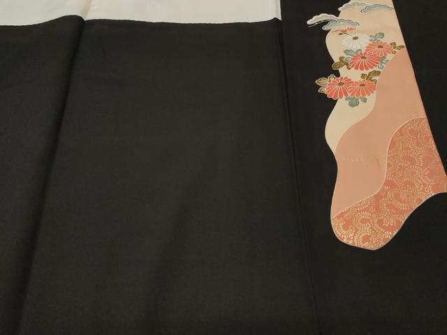 平和屋着物■豪華黒留袖 鴛鴦御所車花文 金彩 正絹 逸品 CAAX3910ev