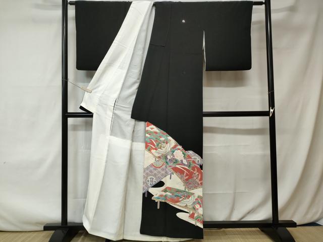 平和屋着物■豪華黒留袖　駒刺繍　飛鶴七宝花文　正絹　逸品　CAAX4013ev