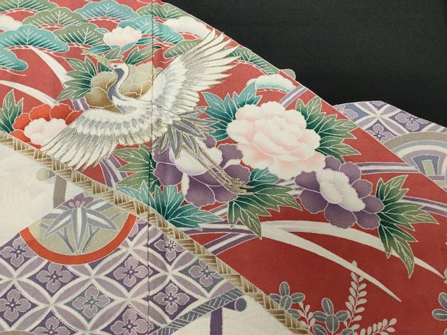 平和屋着物■豪華黒留袖　駒刺繍　飛鶴七宝花文　正絹　逸品　CAAX4013ev
