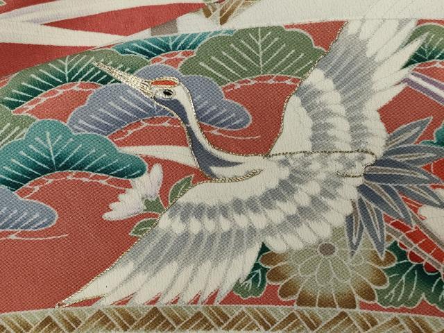 平和屋着物■豪華黒留袖　駒刺繍　飛鶴七宝花文　正絹　逸品　CAAX4013ev