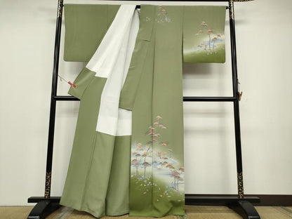 平和屋着物●訪問着 友禅 作家物 流水松花文 暈し染め 正絹 逸品 CAAX4401ut