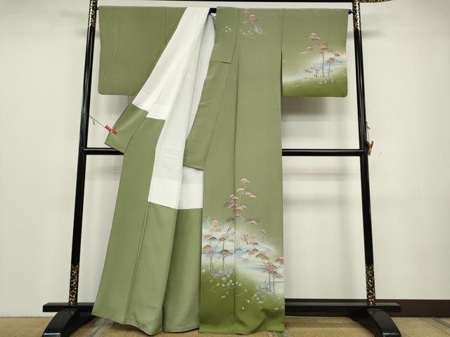 平和屋着物●訪問着 友禅 作家物 流水松花文 暈し染め 正絹 逸品 CAAX4401ut