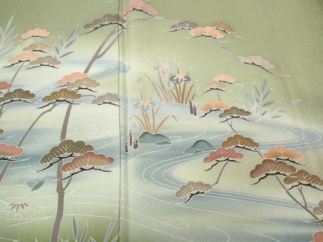 平和屋着物●訪問着 友禅 作家物 流水松花文 暈し染め 正絹 逸品 CAAX4401ut