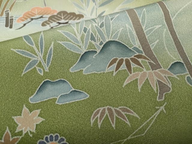 平和屋着物●訪問着 友禅 作家物 流水松花文 暈し染め 正絹 逸品 CAAX4401ut