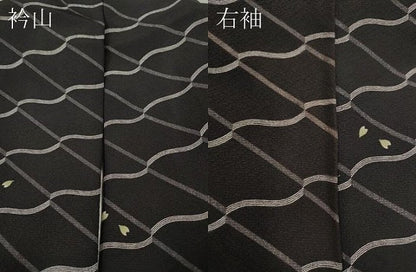 平和屋着物●上質な小紋 変わり市松舞桜文 正絹 逸品 CAAX4407ut