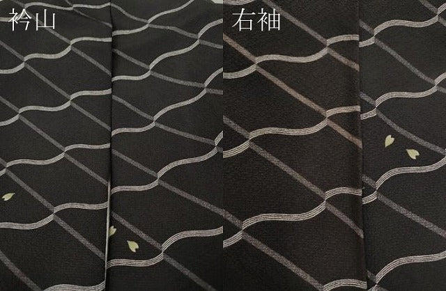 平和屋着物●上質な小紋 変わり市松舞桜文 正絹 逸品 CAAX4407ut