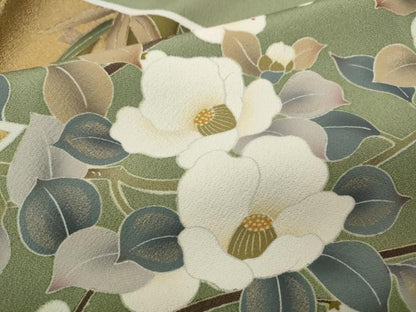 平和屋着物●豪華色留袖　駒刺繍　草花文　金彩　正絹　逸品　CAAX4411ut