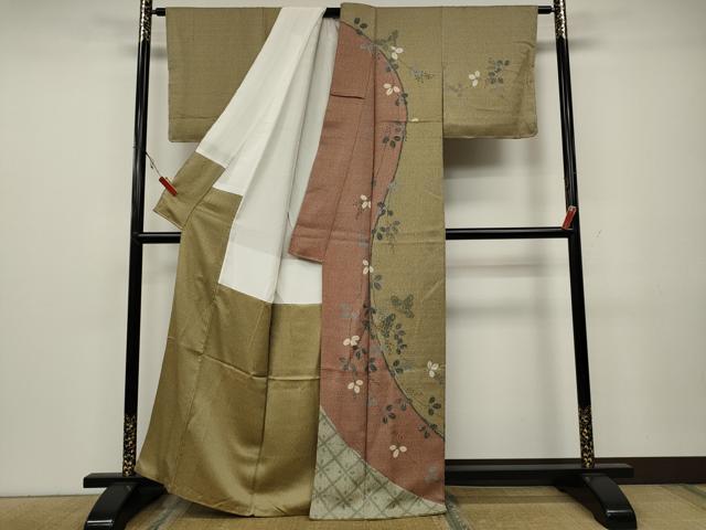 平和屋着物●訪問着 舞蝶枝葉文 正絹 逸品 未使用 CAAX4412ut