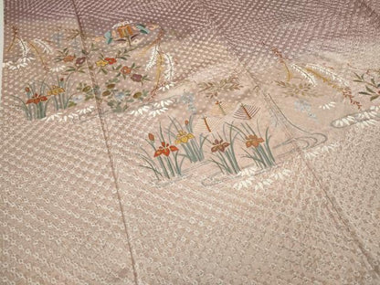 平和屋着物●訪問着　絞り　刺繍　流水吉祥花文　暈し染め　金銀彩　正絹　逸品　CAAX4421ut