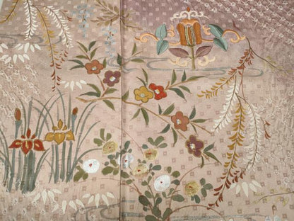平和屋着物●訪問着　絞り　刺繍　流水吉祥花文　暈し染め　金銀彩　正絹　逸品　CAAX4421ut