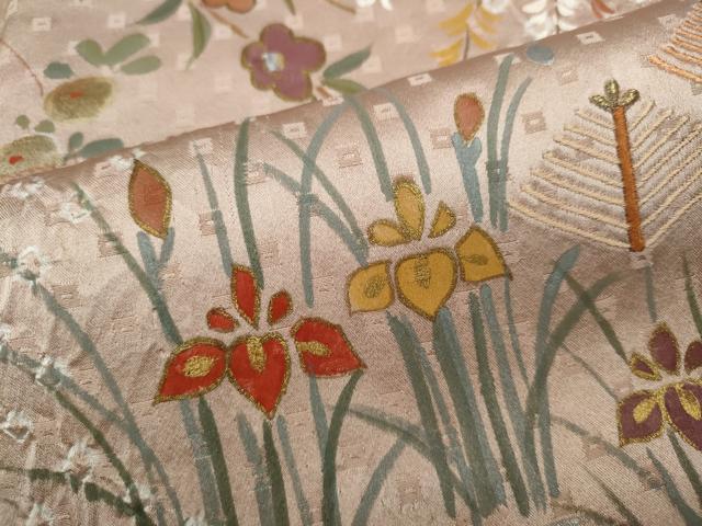 平和屋着物●訪問着　絞り　刺繍　流水吉祥花文　暈し染め　金銀彩　正絹　逸品　CAAX4421ut