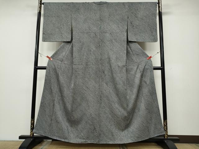 平和屋着物●大変加工の良い総絞り小紋　黒地　正絹　逸品　CAAX4430ut