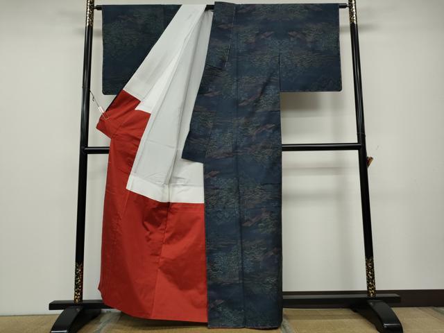 平和屋着物●本場大島紬 筏人物草木文 正絹 逸品 未使用 CAAX4431ut