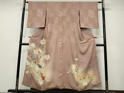 平和屋着物●アンティーク 大正ロマン 色留袖 刺繍 草花文 暈し染め 正絹 逸品 CAAX4437ut