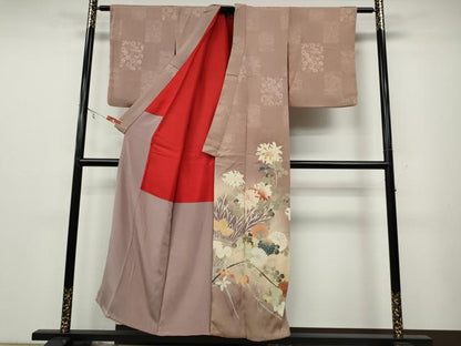 平和屋着物●アンティーク 大正ロマン 色留袖 刺繍 草花文 暈し染め 正絹 逸品 CAAX4437ut