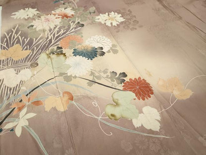 平和屋着物●アンティーク 大正ロマン 色留袖 刺繍 草花文 暈し染め 正絹 逸品 CAAX4437ut