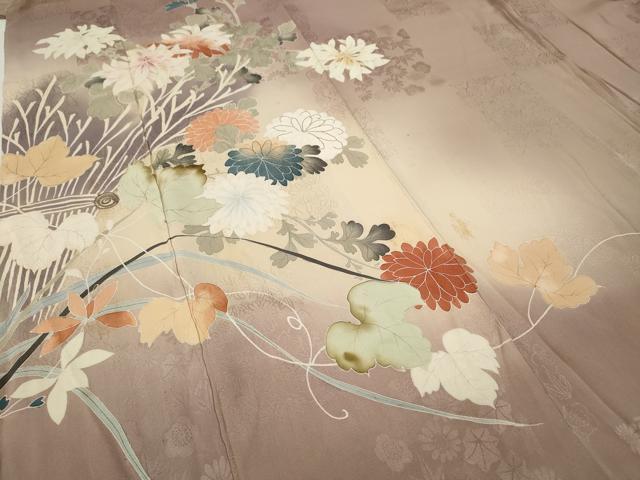 平和屋着物●アンティーク 大正ロマン 色留袖 刺繍 草花文 暈し染め 正絹 逸品 CAAX4437ut