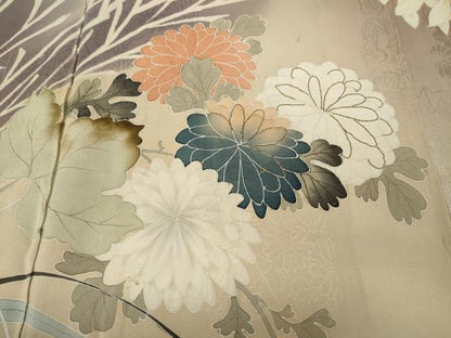 平和屋着物●アンティーク 大正ロマン 色留袖 刺繍 草花文 暈し染め 正絹 逸品 CAAX4437ut