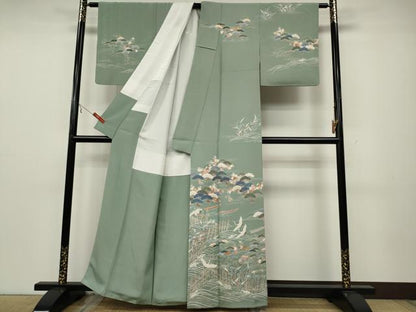 平和屋着物●訪問着 駒刺繍 飛鶴舟草木文 金彩 正絹 逸品 CAAX4444ut