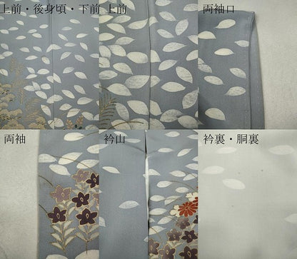 平和屋着物●訪問着　刺繍　草花尽くし　暈し染め　金彩　正絹　逸品　CAAX4446ut