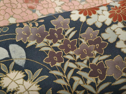 平和屋着物●訪問着　刺繍　草花尽くし　暈し染め　金彩　正絹　逸品　CAAX4446ut